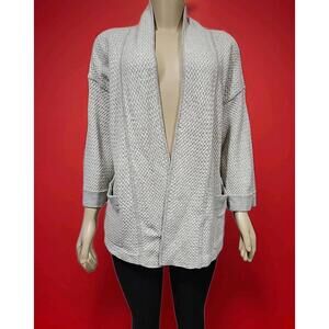 LOMA wool & Cashemere XS Open Women's Gray Cardigan Sweater With Pockets #2